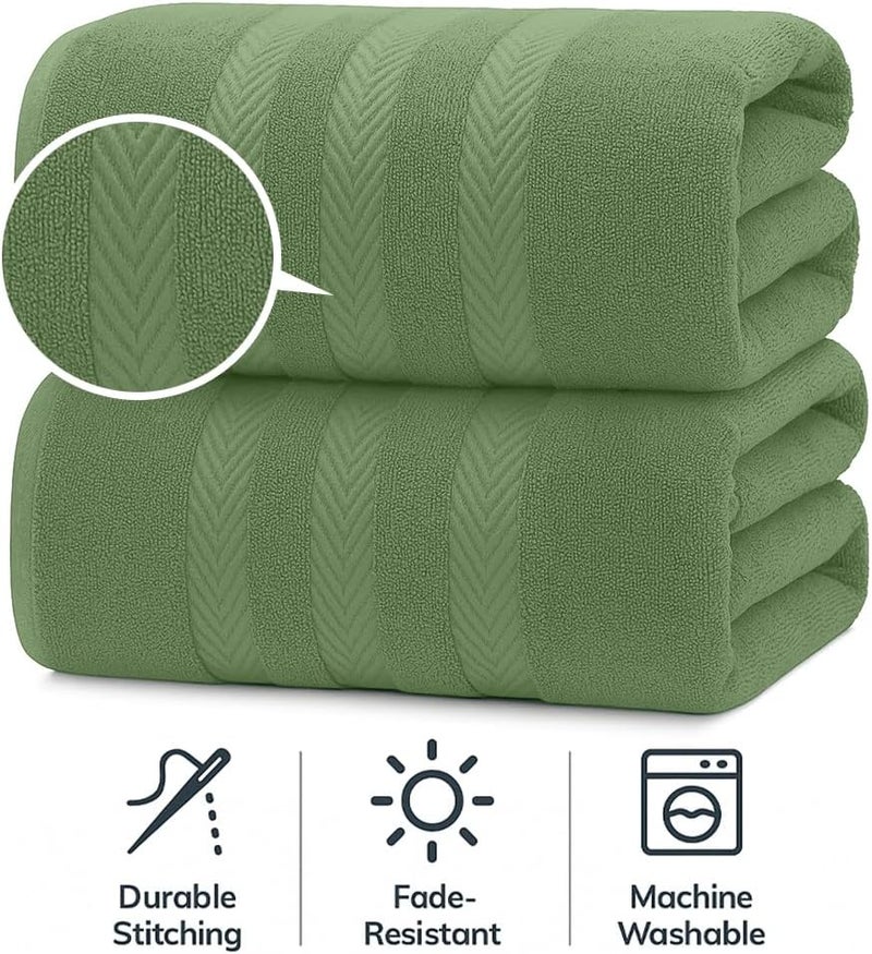 Riverside Pack of 2 Extra Large Bath Sheets 35 x 70 Inches - 100% Ring Spun Cotton Hotel Quality Oversized Bath Towels - Super Soft, Highly Absorbent & Quicker to Dry - Sage Green - Image 3